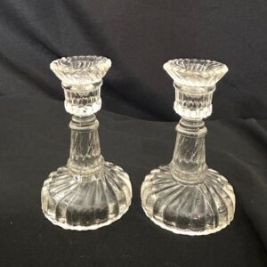 2 x Glass Candlestick Holders