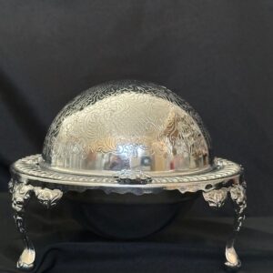 Metal and Glass Butter Dish