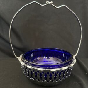 Vintage Jam Bowl with blue glass insert