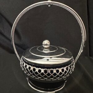 Jam bowl with blue glass insert (with lid)