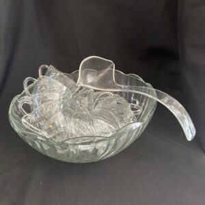Glass Punch Bowl with cups with acrylic ladle