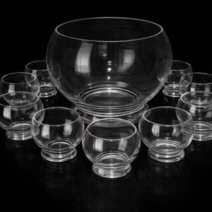 Glass Punch Bowl with 8 glasses