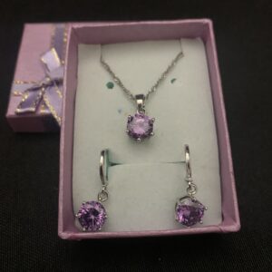 EP005 Earring and Pendant Set 005 Lavender Round
