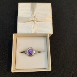Ring001 925 Sterling Silver Ring with Purple stone - SIZE 6