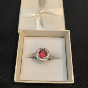 Ring005 925 Sterling Silver ring with red stone - US Size 6
