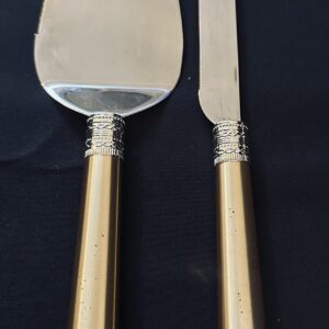 CAKE004 Vera Wang Cake Knife and Server - Gold & Silver