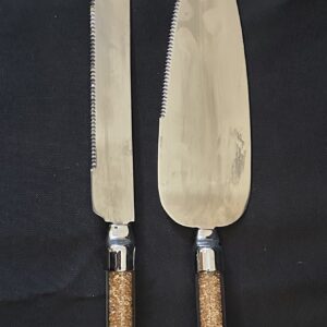 CAKE008 Cake Knife and Server - Gold crystals in handle