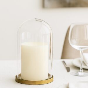 Brass candle holder with cloche