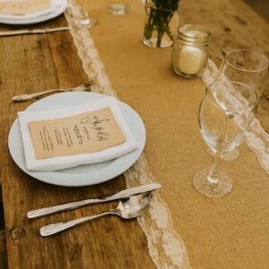Table Runner - Hessian with Lace edge