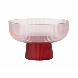 Large Linear Pink Glass Cake Stand / Bowl