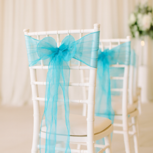 Aqua Blue Organza Chair Sash (Pack of 34pc)