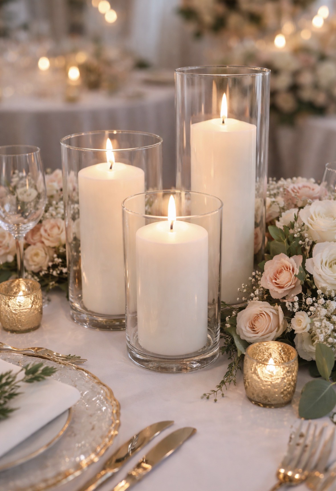 Set #1 Glass Cylinder Vases (Set of 3pc)