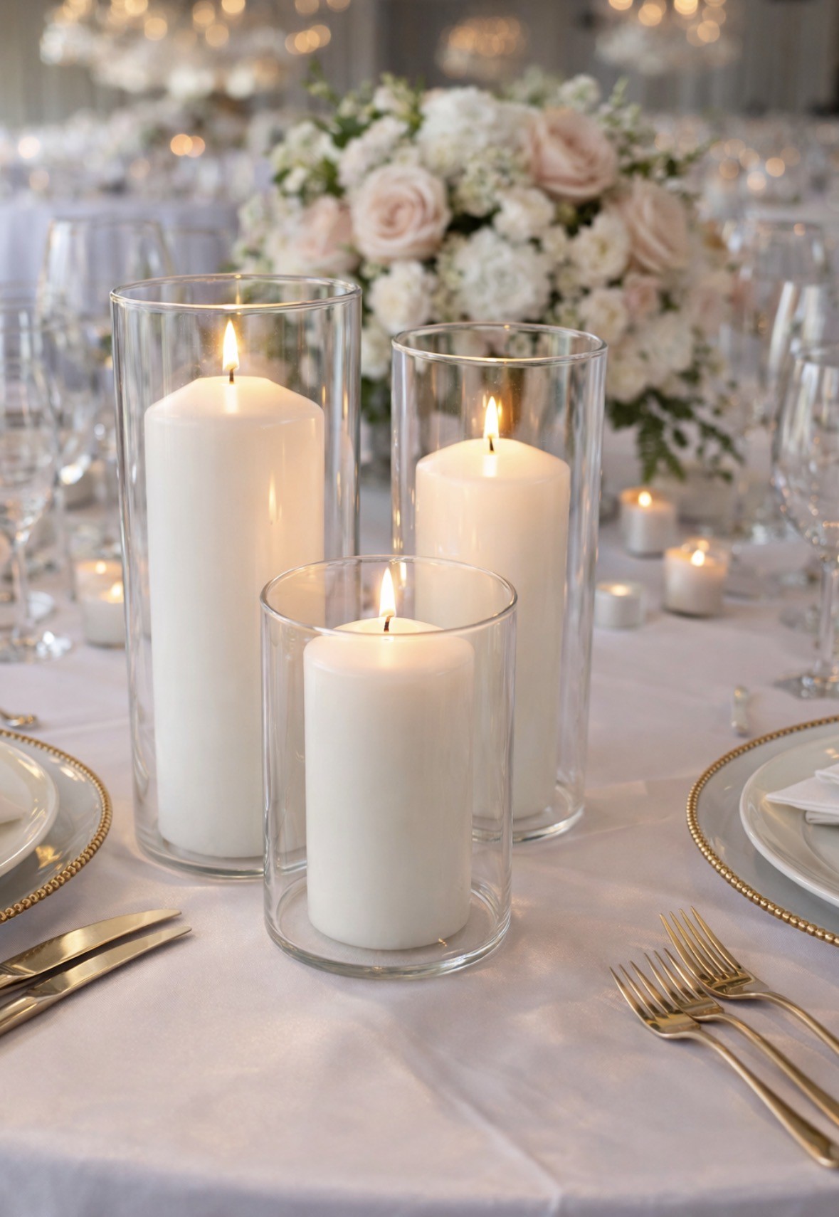 Set #1 Glass Cylinder Vases (Set of 3pc) - Image 2