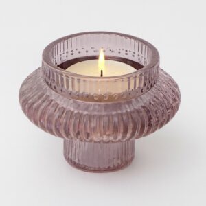 Glass Tea Light Holder Mauve