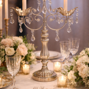 White Silver Crystal Look Candelabra