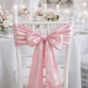 Satin Chair Sashes - Baby Pink