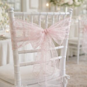Embroidered Chair Sashes - Baby Pink