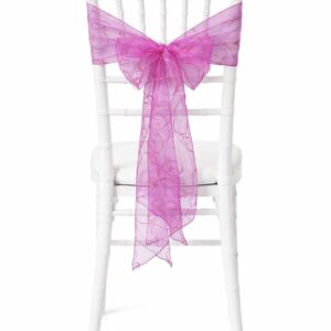 Embroidered Chair Sashes - Fuchsia