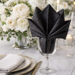 Cloth Napkin - Black Grecian