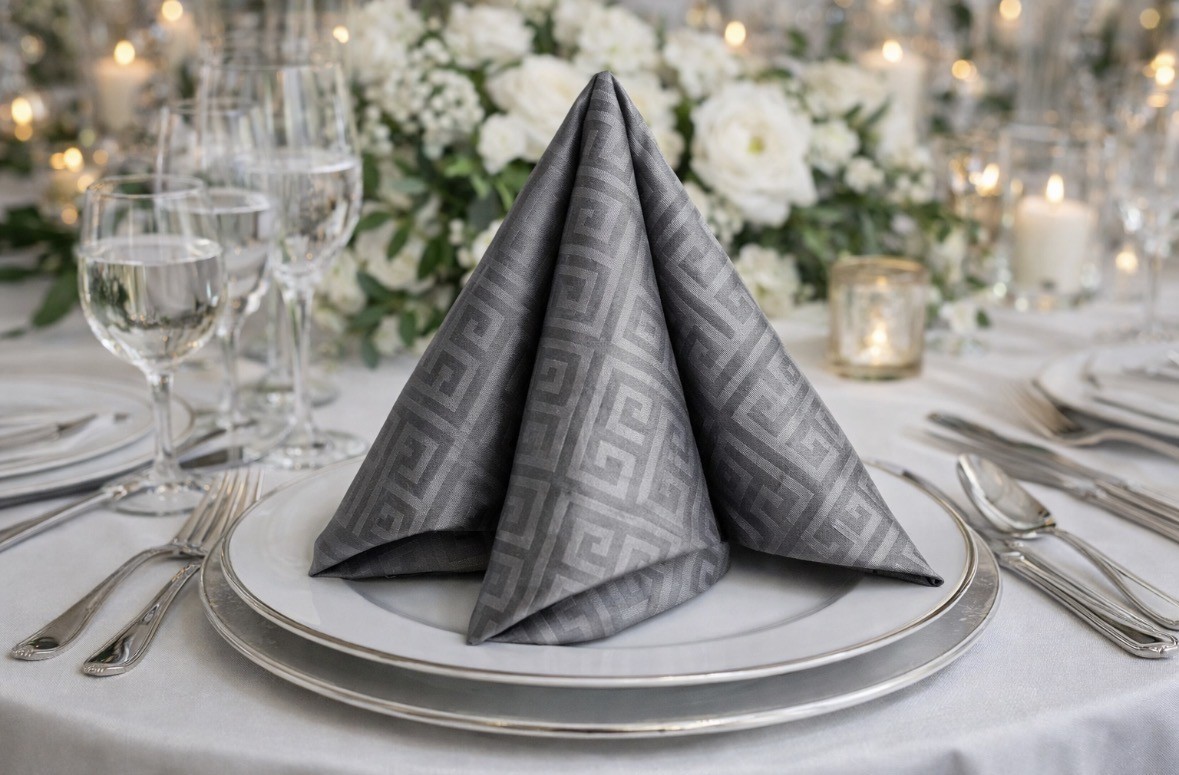 Cloth Napkin - Grey Grecian - Image 2