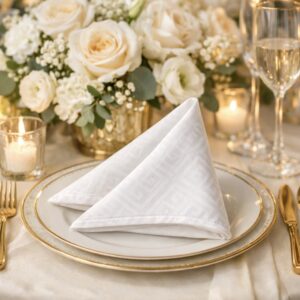 Cloth Napkin - White Grecian
