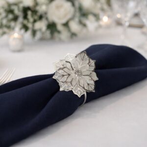 Silver Napkin Rings - Flower with diamonte