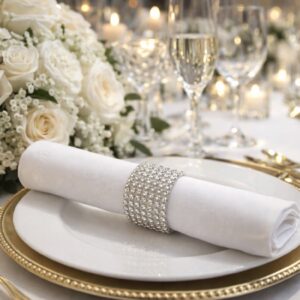 Silver Napkin Rings - Diamonte