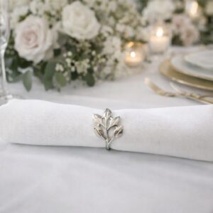 Silver Napkin Rings - Leaves