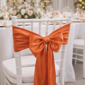Satin Chair Sashes - Burnt Orange