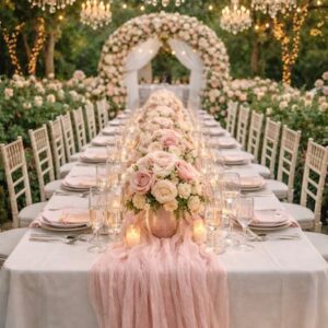 Cheesecloth Table Runner - Pale Pink
