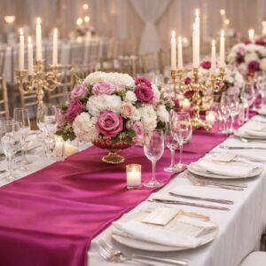 Satin Table Runner - Fuchsia 2