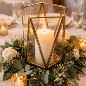 Brass and Glass Candle Holder with handle