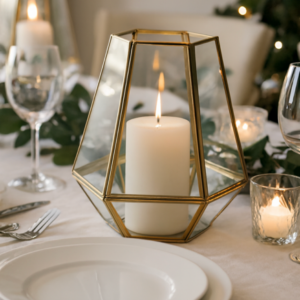 Brass and Glass Candle Holder (no handle)