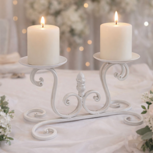 Candle Holder - White 2 Pillar