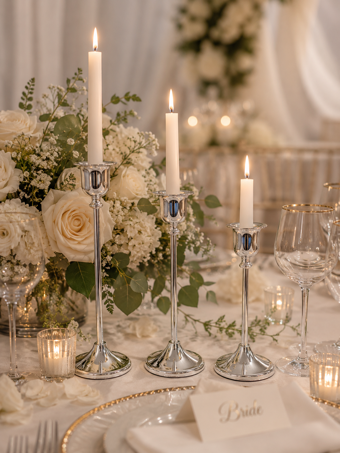 Candle Stick Holders Silver - Set of 3 (Copy)