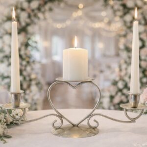 Candle Holder - Silver Heart