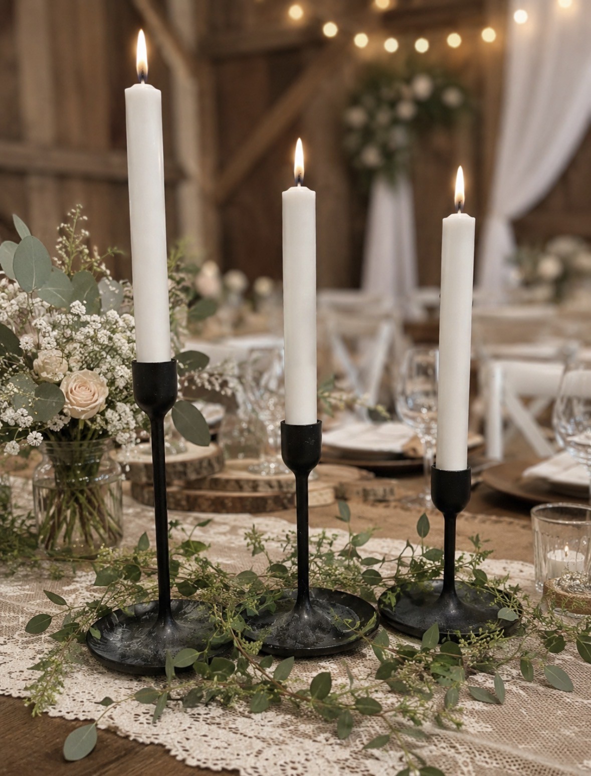 Candle Stick Holders Black - Set of 3