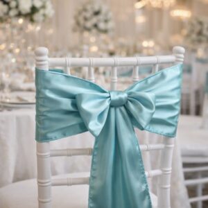 Satin Chair Sash - Aqua
