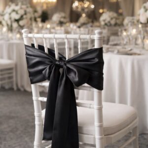Satin Chair Sash - Black