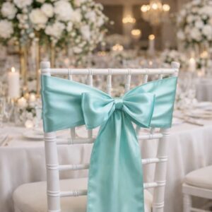 Satin Chair Sash - Seafoam