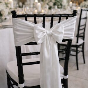 Satin Chair Sash - White