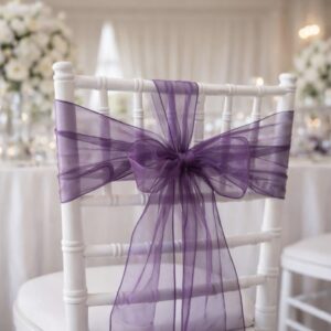 Iridescent Purple Organza Chair Sash