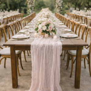 Cheesecloth Table Runner - Pink