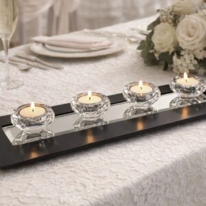 Diamond Tea Light Candle Holder on Mirror Tray