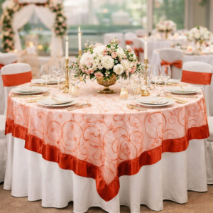 Square Table Overlay - Embroidered Red