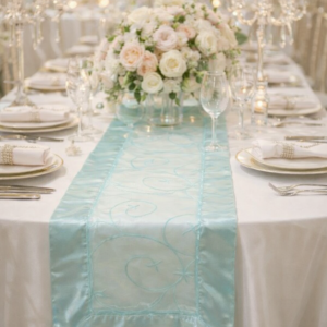 Embroidered Table Runner - Blue