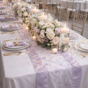 Embroidered Table Runner - Lavender