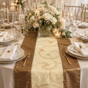 Embroidered Table Runner - Gold