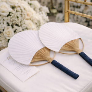 White Fan with Blue Handle
