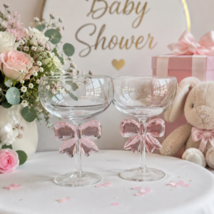 Bow Cocktail Glasses - Baby Shower and Bridal Shower